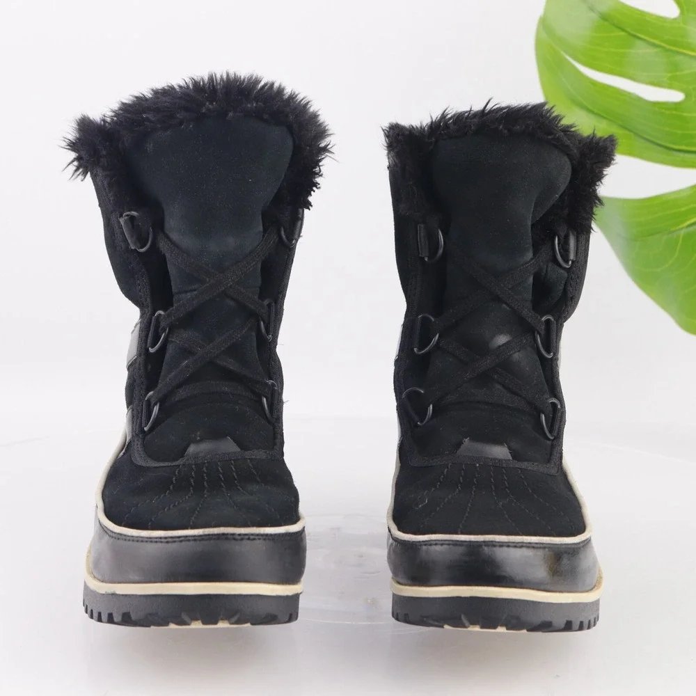 Sorel Womens Tivoli II Snow Boots Size 8 Waterproof Black Suede Lace Up Booties